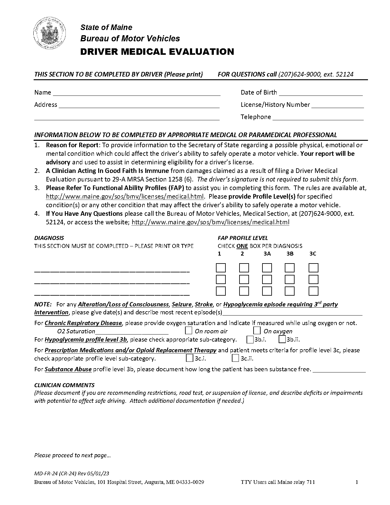 license renewal medical form